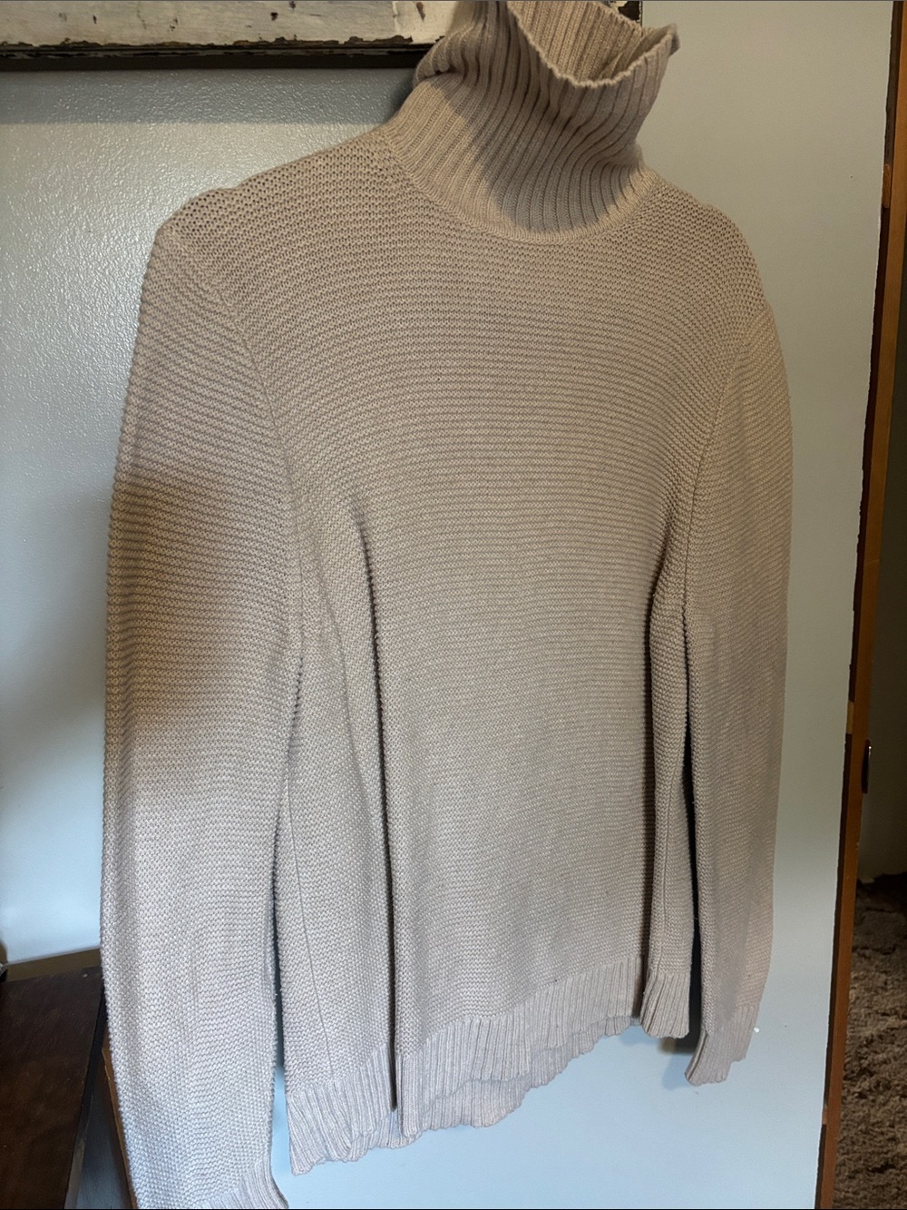 J. Crew Factory Beige Ribbed Turtleneck Sweater